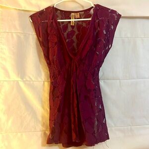 Purple see through shirt, size medium , eyeshadow brand from Macy’s